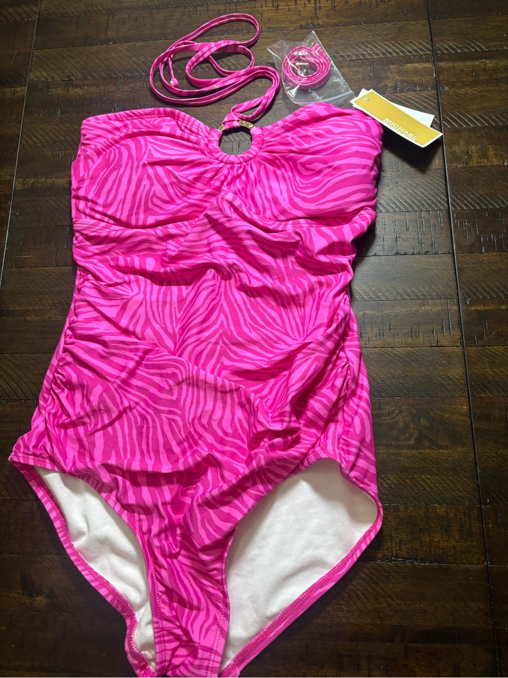 Michael Kors Hot Pink Zebra-Print One-Piece Swimsuit Size:8 #0033